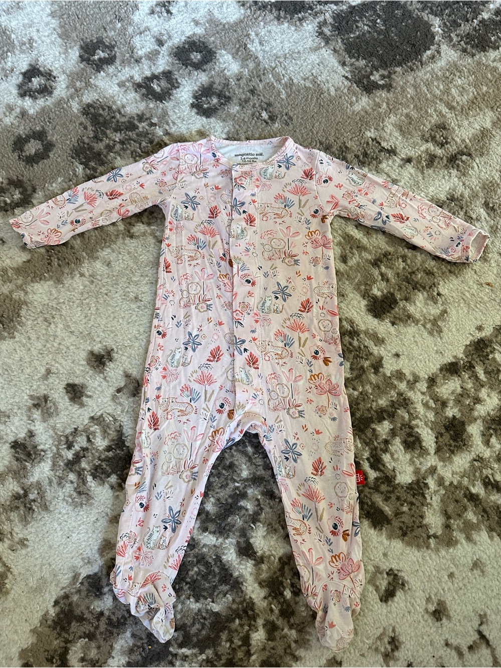 Magnetic Me Light Pink Floral Footed One-Piece